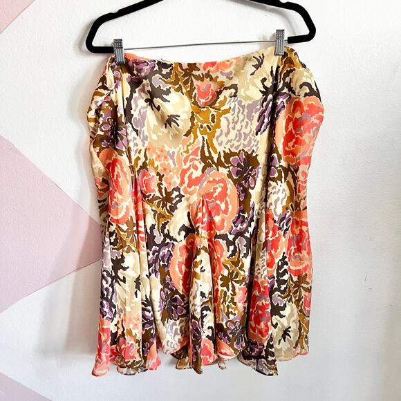 Lauren Ralph Lauren Womens Plus Size Pink Floral A Line Skirt Size 2X - Picture 2 of 6